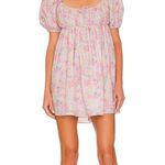 For Love & Lemons Kennedy Floral Print Mini Dress Pink Size Large NWT Open Back Photo 0