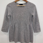 AQUA  Cashmere Grey Peplum Babydoll Sweater 3/4 Sleeves Photo 0