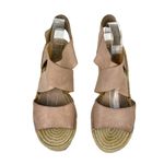 Eileen Fisher Womens SZ 10 Willow Nude Espadrille Platform Leather Wedge Sandals Photo 4
