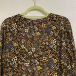 ZARA Black Floral Front Tie Long Sleeve Midi Shift Dress Sz M Photo 6