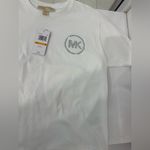 Michael Kors NWT Organic Cotton White  Bedazzled T Shirt Photo 3