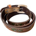 Vintage Brown Floral Embossed Leather Belt size 38 XL Photo 1