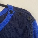 Ralph Lauren Lauren  Blue Rugby Striped Roll Hem Crewneck Knit Sweater Size XL Photo 2