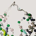Necklace Statement Multicolored Beaded Adjustable Chain Lobster Clasp 16 inch Green Photo 1