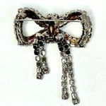 80’s Vintage Blue Rhinestone Cascading Bow Brooch Photo 3