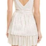 Sabina Musayev Alma Plisse Tiered Mini Dress White Shimmer Womens Size Small Photo 1