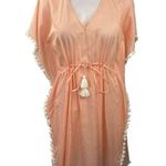 Tory Burch Orange White Striped V Neck Tassel Summer Swim Cover Up Dress Size XS Photo 0