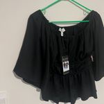 NWT Sofía Jeans black bell sleeve peplum top blouse on or off shoulder Size XS Photo 8