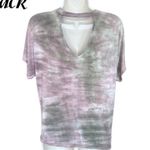 Earthbound Trading Co Boho Tie-dye, Asymmetrical, Keyhole Cutout T shirt. Small Photo 4