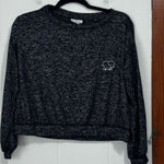 Ivory Ella  Black Cropped Long Sleeve Embroidered Sweater Size Small Photo 0