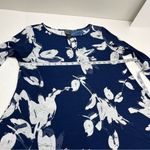 Clara SunWoo Blue White Floral Print Asymmetrical Tunic Blouse Top Women Small Photo 4