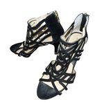 Adrienne Vittadini Caged Heels Gala Black Suede Leather Laser Cut Stiletto Sz 8 Photo 0