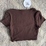 Princess Polly NWT Nolan Short Sleeve Ribbed Crop Top Size Small 4 Brown Cute Photo 7