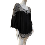 Naïf Naif Boho Black White Flowy Embroidered Lace Babydoll Three Quarter Shirt 2X Photo 6