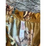 Xhilaration Xhileration FLORAL ROMPER Size Small Mustard Yellow LACE UP FRONT Short Sleeve Photo 2