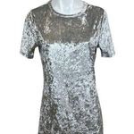 R. Vivimos Womens Silver Metallic Velvet Velour Short Sleeve T Photo 0