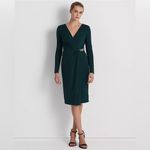 Lauren Ralph Lauren Jersey Surplice Cocktail Dress in Green, Size 14, New w/Tag Green Photo 1