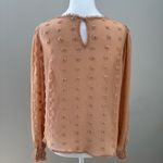 Blu Pepper  Anthropologie chiffon crochet flowy boho top salmon neutral sheer Photo 3