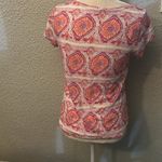 Lucky Brand Printed Crew Neck Short Sleeve Tee S Boho Casual Festival Hippie Photo 1