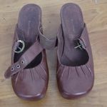 Bear Trap Brown Leather Mary Jane Wedge Mules Size 7M Photo 8