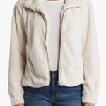 Sanctuary Cream Mock Neck Zip Front Faux Fur Coat Jacket Photo 1