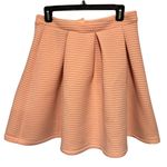 Versona Peach Textured FlarePleated Lined Stretch Skater Skirt Photo 1