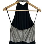 Black Halo Genesis Black Silver Wide Leg Halter Cocktail Jumpsuit Size 2 Photo 11