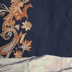 Boston Proper  PAISLEY SCROLL BELTED PULL ON CROP PANT NAVY BOHO XS Photo 9