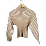 Free People Women’s Mad Chill Mock Neck Balloon Sleeve Pullover Ivory Size S Photo 2