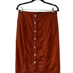 Banana Republic  Buttoned Linen Pencil Skirt Terracotta Sz 8 Photo 1