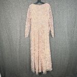 Mac Duggal Floral Applique Long Sleeve Illusion Gown Rose Pink Size 8 70224 Photo 6