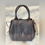 Salvatore Ferragamo Vara Ribbon Drawstring Hug Handbag Gray Taupe Leather Photo 3