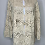 Eddie Bauer Neutral Open Weave Cardigan Sweater 1X Linen Blend Photo 0