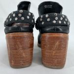 A.S.98 Black Leather Mules Silver Studded Heeled Shoes Boho Cottage EU Size 36 Photo 9