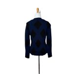 Ann Taylor  Blue Black Diamond Mock Neck Long Sleeve Acrylic Sweater Womens XS Photo 2