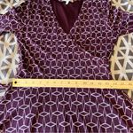 41 Hawthorn Purple Geometric Printed 3/4 Sleeve V Neck Faux Wrap Dress Size S Photo 10