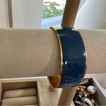J.Crew Navy Blue Enamel Gold Tone Wide Bangle Bracelet Photo 1