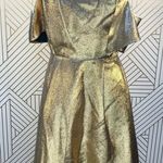 Sandro ‎ Palacio Metallic Gold Off Shoulder Dress Photo 0