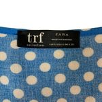 ZARA  TRF Blue White Polka‎ Dot Button Front Cropped Blouse Long Sleeve Retro S Photo 2