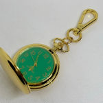 JOY & IMAN Pocket Watch Quartz Clip On Purse Fob Gold Tone green 46mm running Photo 0