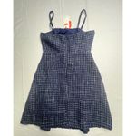 Cider  Tweed Women's Mini Dress XS Blue Pleated Plaid Preppy NWT Photo 6
