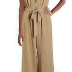 Max+Ash Jumpsuit Size Small Wide Leg Cropped Sleeveless NWT Tan Photo 0