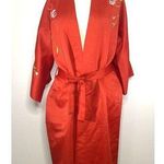 Vintage Japanese Red Embroidered Kimono Robe Long Sleeve Boho Hippie Jacket Size undefined Photo 0