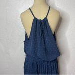 PRETTYGARDEN NWOT Pretty Garden Size XXL Navy Blue Dress Eyelet Halter Aline Midi Accordion Photo 7
