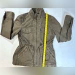 J.Crew Military Green Cotton Drawstring Unlined Jacket Zip Up High Neck Size XS Photo 2
