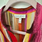 Fashion Bug Y2K  Multicolor Striped Stretch Pleated Button Down Blouse Size M Photo 2
