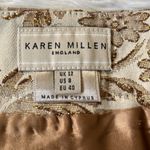 Karen Millen  Beige floral print Antique Gold Tapestry Pleated Skirt size 8 Photo 2