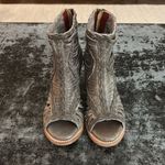 Freebird Taupe Olive Bela Leather Open Toe 3" Boho Heeled Booties Size 7 Tan Photo 2