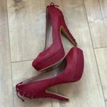 Boutique 9 Kaymen Sexy Red Lace Up Pumps Heels Sz 8.5 Photo 4