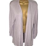 Bobeau  Open Front Cardigan Lightweight Roll Tab Sleeve Lavender Gray L Photo 0